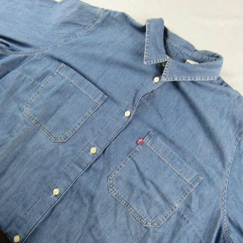 Levi's Denim Button Down Shirt Womens 2X Blue Long Sleeve Cotton